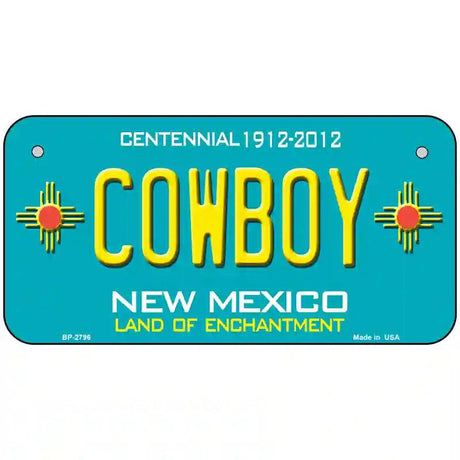 Cowboy New Mexico Teal Novelty Metal License Plate 6" x 3" (BP)