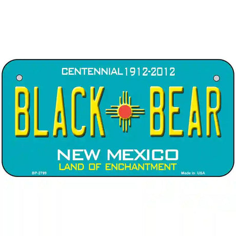 Black Bear New Mexico Teal Novelty Metal License Plate 6" x 3" (BP)