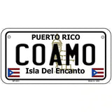 Coamo Puerto Rico Metal Novelty License Plate 6" x 3" (BP)