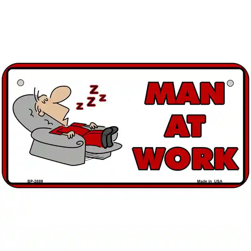 Man At Work Metal Novelty License Plate 6" x 3" (BP)