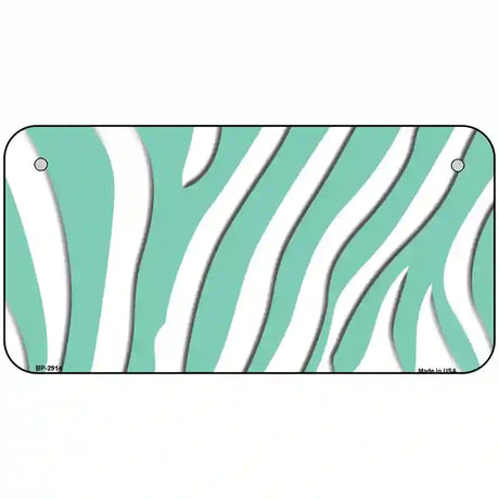 Mint White Zebra Metal Novelty License Plate 6" x 3" (BP)