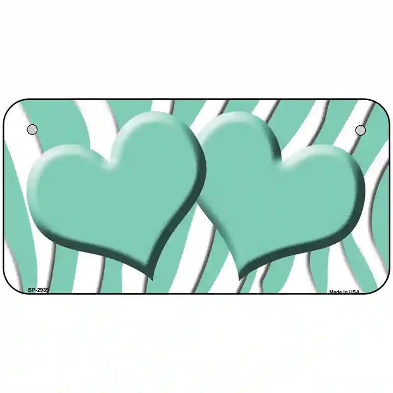 Mint White Zebra Mint Centered Hearts Novelty License Plate 6" x 3" (BP)