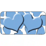 Light Blue White Giraffe Light Blue Centered Hearts Novelty License Plate 6" x 3" (BP)