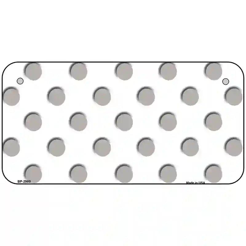 Grey White Polka Dot Metal Novelty License Plate 6" x 3" (BP)