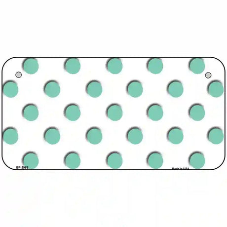 Mint White Polka Dot Metal Novelty License Plate 6" x 3" (BP)