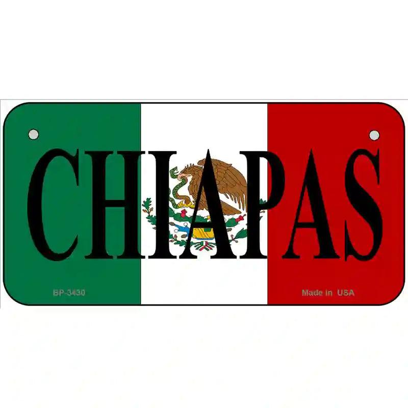 Chiapas on Mexico Flag Metal Novelty License Plate 6" x 3" (BP)