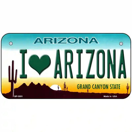 I Love Arizona Novelty Metal Novelty License Plate 6" x 3" (BP)