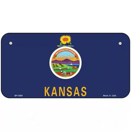 Kansas State Flag Metal Novelty License Plate 6" x 3" (BP)