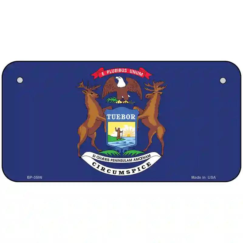 Michigan State Flag Metal Novelty License Plate 6" x 3" (BP)