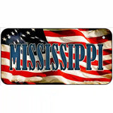Mississippi on American Flag Metal Novelty License Plate 6" x 3" (BP)
