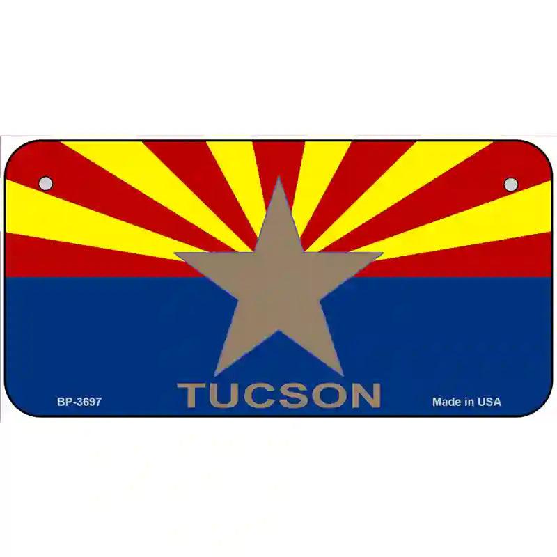 Tucson Arizona State Flag Metal Novelty License Plate 6" x 3" (BP)