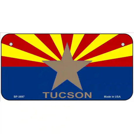 Tucson Arizona State Flag Metal Novelty License Plate 6" x 3" (BP)