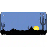 Southwest Cactus Sunrise Blue Metal Novelty License Plate 6" x 3" (BP)