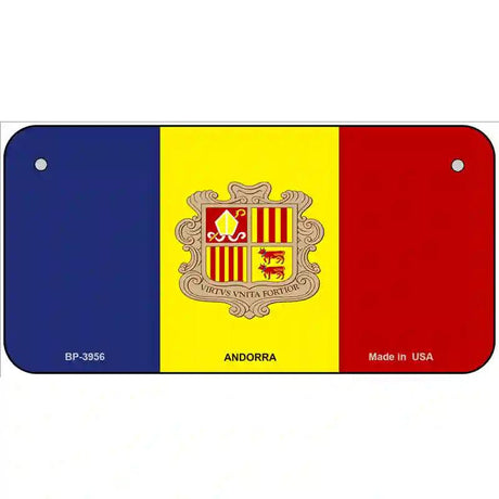 Andorra Flag Metal Novelty License Plate 6" x 3" (BP)