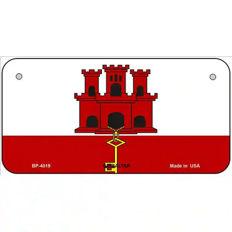 Gibraltar Flag Metal Novelty License Plate 6" x 3" (BP)