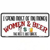 Money On Women And Beer Metal Novelty License Plate 6" x 3" (BP)