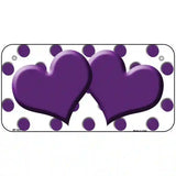 Purple White Polka Dot Purple Centered Hearts Novelty License Plate 6" x 3" (BP)