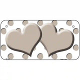 Tan White Polka Dot Tan Centered Hearts Novelty License Plate 6" x 3" (BP)