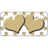 Gold White Polka Dot Gold Centered Hearts Novelty License Plate 6" x 3" (BP)