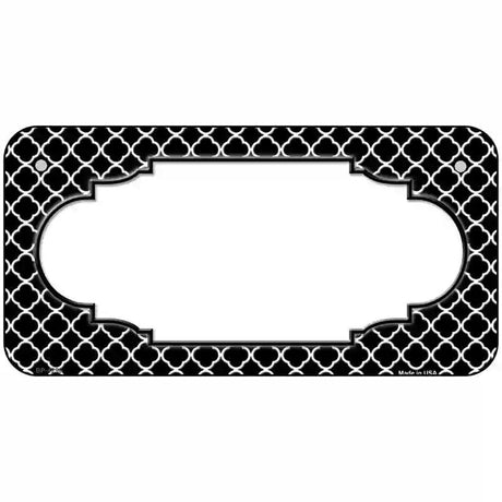 Black White Quatrefoil Center Scallop Metal Novelty License Plate 6" x 3" (BP)