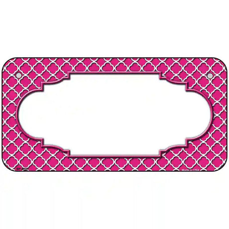 Pink White Quatrefoil Center Scallop Metal Novelty License Plate 6" x 3" (BP)