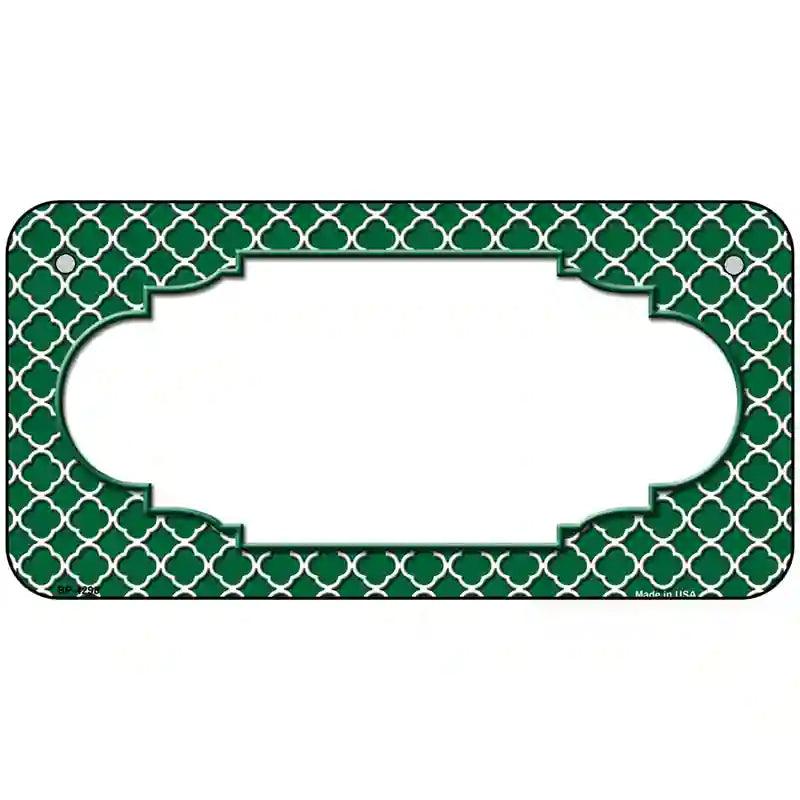 Green White Quatrefoil Center Scallop Metal Novelty License Plate 6" x 3" (BP)
