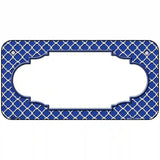 Blue White Quatrefoil Center Scallop Metal Novelty License Plate 6" x 3" (BP)