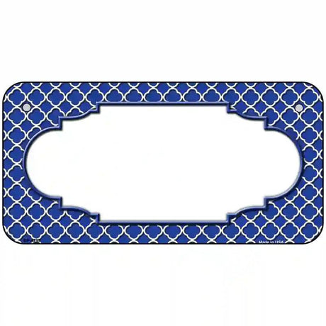 Blue White Quatrefoil Center Scallop Metal Novelty License Plate 6" x 3" (BP)