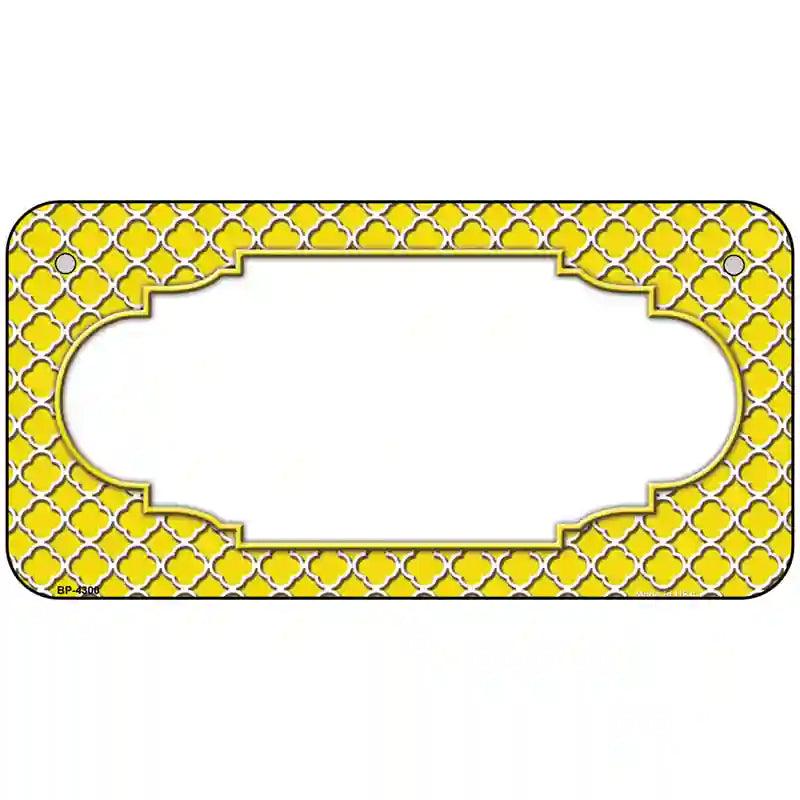 Yellow White Quatrefoil Center Scallop Metal Novelty License Plate 6" x 3" (BP)