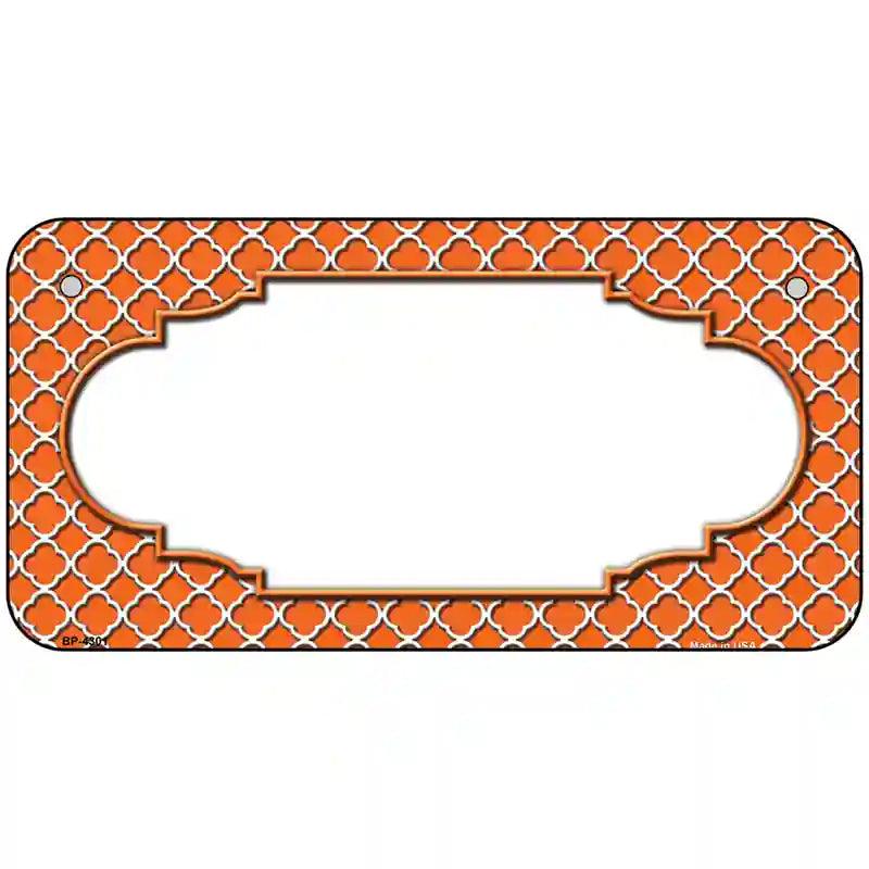 Orange White Quatrefoil Center Scallop Metal Novelty License Plate 6" x 3" (BP)