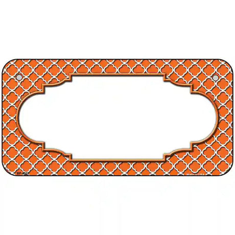 Orange White Quatrefoil Center Scallop Metal Novelty License Plate 6" x 3" (BP)