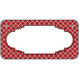 Red White Quatrefoil Center Scallop Metal Novelty License Plate 6" x 3" (BP)