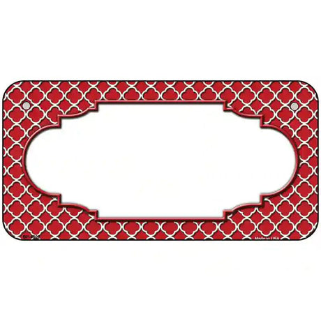 Red White Quatrefoil Center Scallop Metal Novelty License Plate 6" x 3" (BP)
