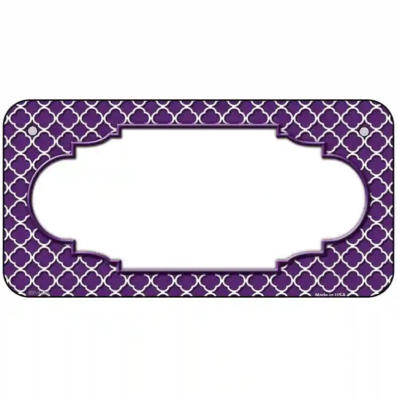 Purple White Quatrefoil Center Scallop Metal Novelty License Plate 6" x 3" (BP)