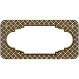 Brown White Quatrefoil Center Scallop Metal Novelty License Plate 6" x 3" (BP)