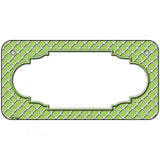 Lime Green White Quatrefoil Center Scallop Metal Novelty License Plate 6" x 3" (BP)