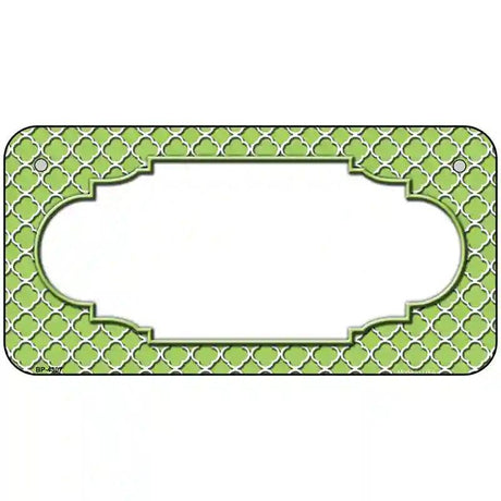 Lime Green White Quatrefoil Center Scallop Metal Novelty License Plate 6" x 3" (BP)