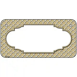 Gold White Quatrefoil Center Scallop Metal Novelty License Plate 6" x 3" (BP)