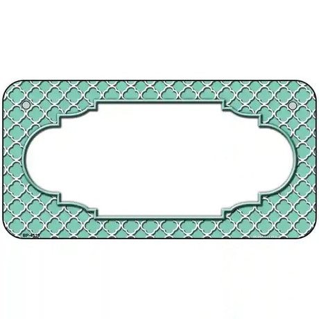 Mint White Quatrefoil Center Scallop Metal Novelty License Plate 6" x 3" (BP)