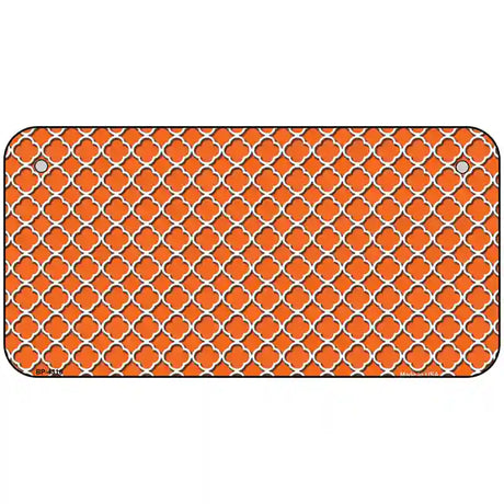 Orange White Quatrefoil Metal Novelty License Plate 6" x 3" (BP)
