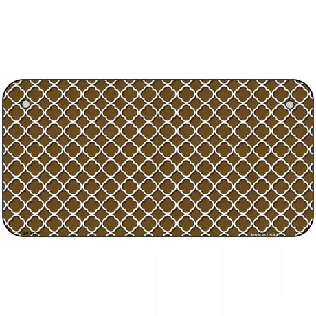 Brown White Quatrefoil Metal Novelty License Plate 6" x 3" (BP)
