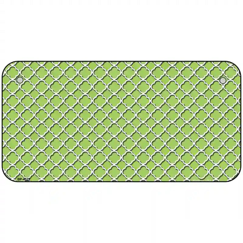 Lime Green White Quatrefoil Metal Novelty License Plate 6" x 3" (BP)