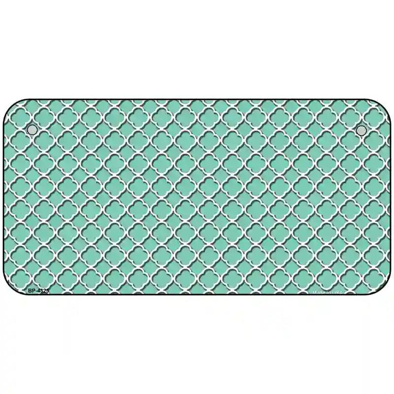 Mint White Quatrefoil Metal Novelty License Plate 6" x 3" (BP)