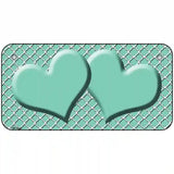 Mint White Quatrefoil And Mint Center Hearts Metal Novelty License Plate 6" x 3" (BP)