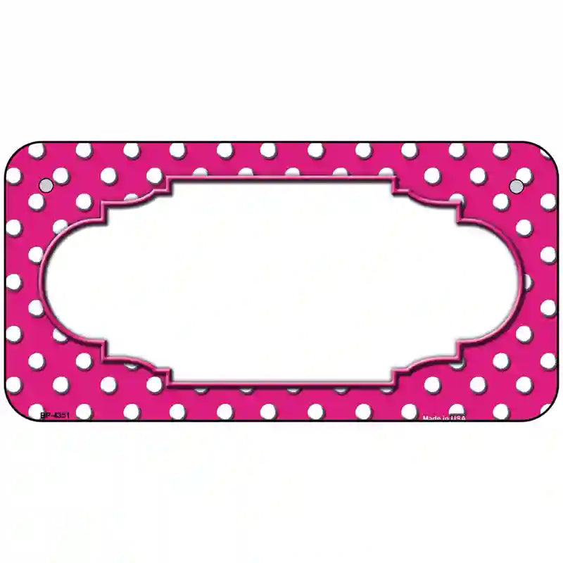 Scallop Pink White Polka Dot Metal Novelty License Plate 6" x 3" (BP)
