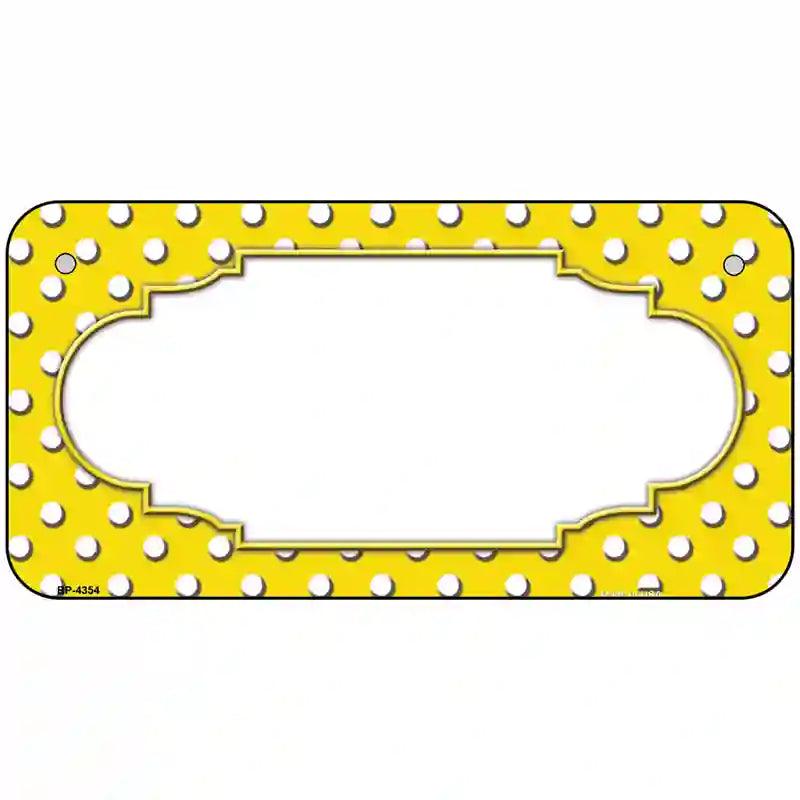 Scallop Yellow White Polka Dot Metal Novelty License Plate 6" x 3" (BP)
