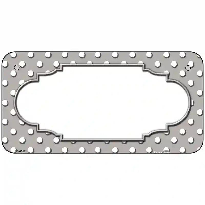 Scallop Grey White Polka Dot Metal Novelty License Plate 6" x 3" (BP)