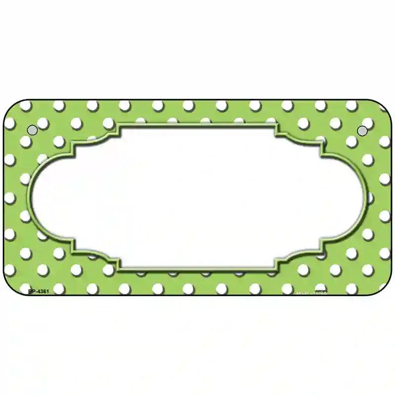 Scallop Lime Green White Polka Dot Metal Novelty License Plate 6" x 3" (BP)