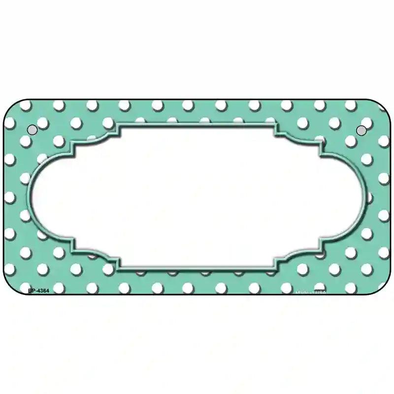 Scallop Mint White Polka Dot Metal Novelty License Plate 6" x 3" (BP)