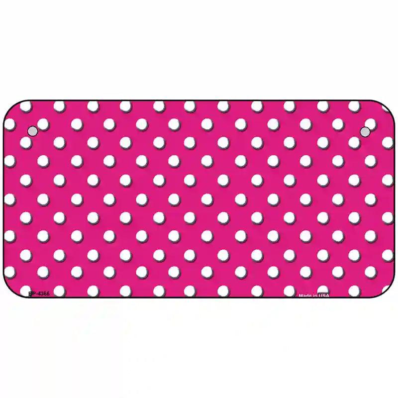 Pink White Polka Dot Metal Novelty License Plate 6" x 3" (BP)